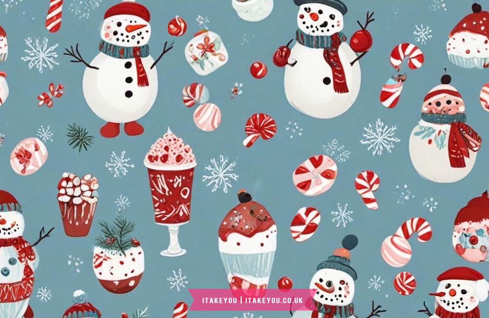 Adorable Holiday Treats & Snowman Wallpaper for Desktop