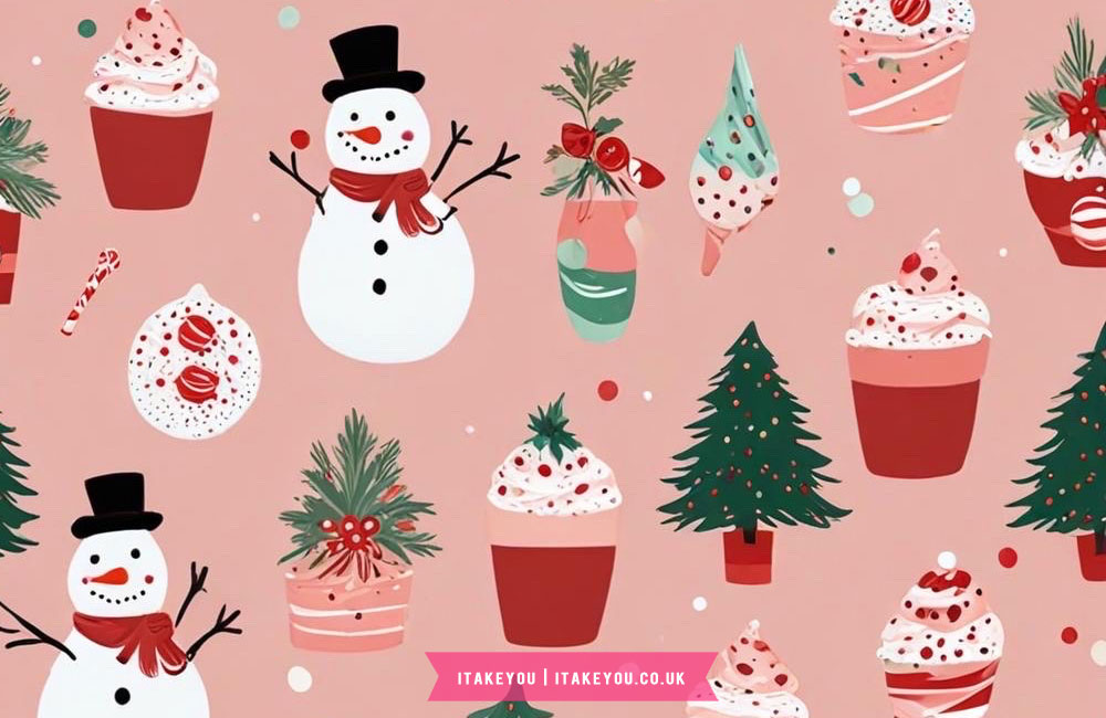 Festive Holiday Treats Soft Pink Desktop Background 