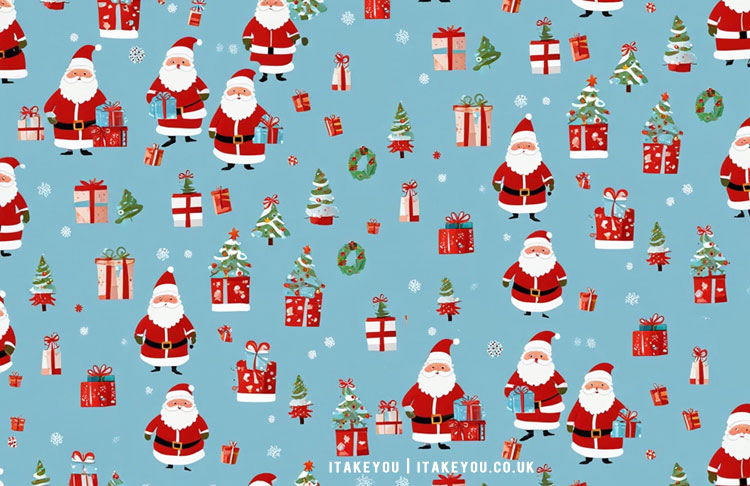 30 Preppy Christmas Wallpapers : Jolly Santa & Gifts Desktop Wallpaper 