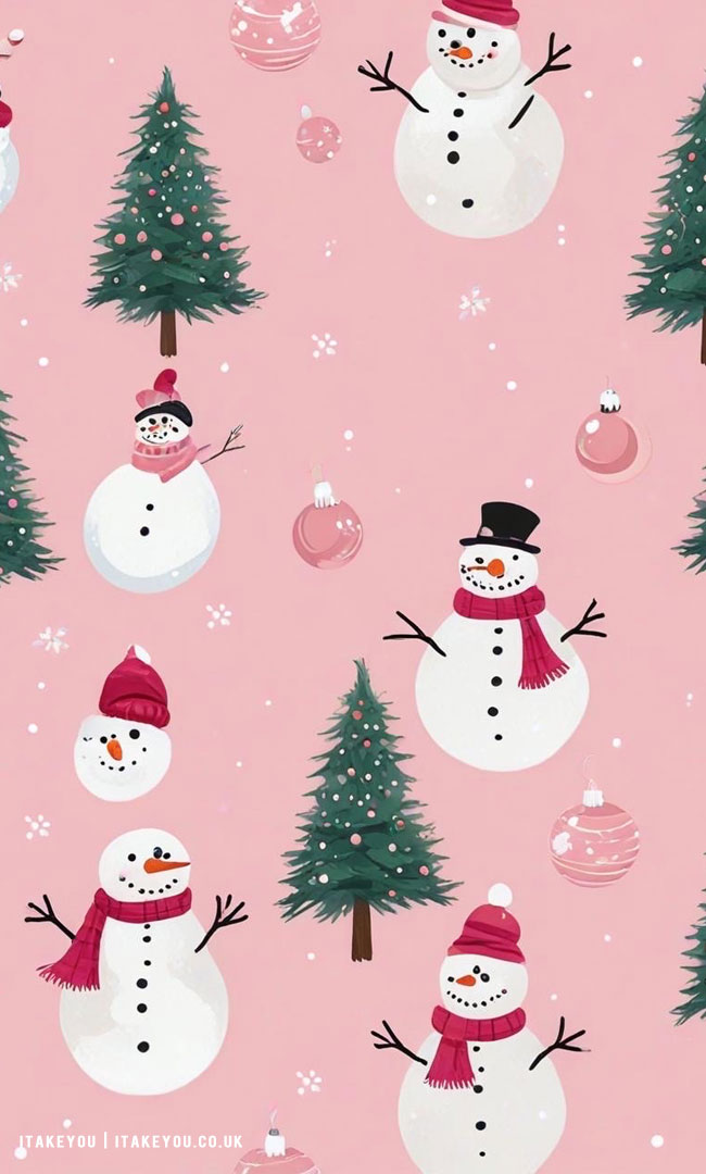 30 Preppy Christmas Wallpapers : Pink Frosty Wonderland iPhone Wallpaper