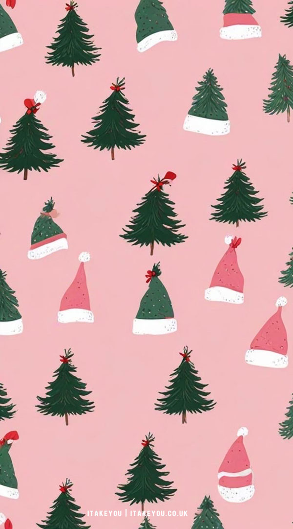 30 Preppy Christmas Wallpapers : Festive Hats & Trees iPhone Wallpaper