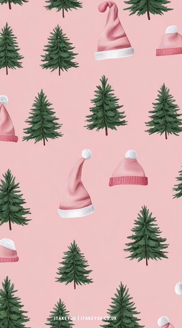 30 Preppy Christmas Wallpapers : Pink & Pine Christmas Wallpaper