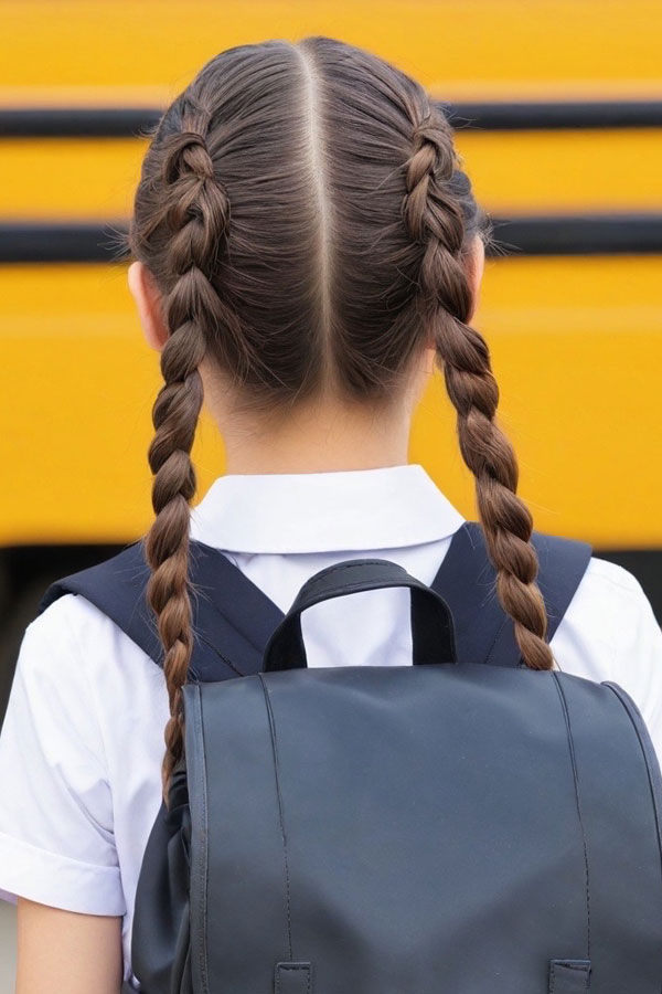 17 Simple School Girl Hairstyles : Double Dutch Braids