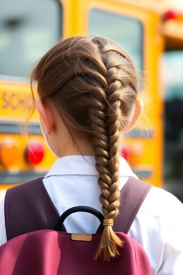 17 Simple School Girl Hairstyles : Classic School French Braid