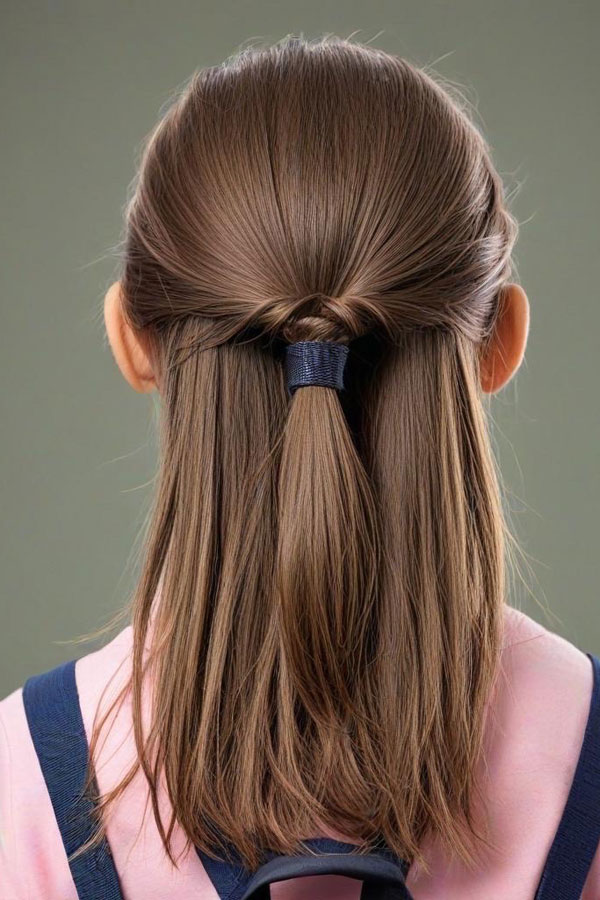 17 Simple School Girl Hairstyles : Half-Up Twist with Sleek Finish