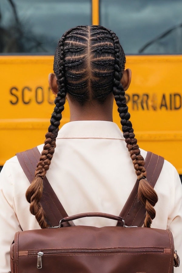 17 Simple School Girl Hairstyles : Sleek Cornrow Braids with Ombre Pigtails