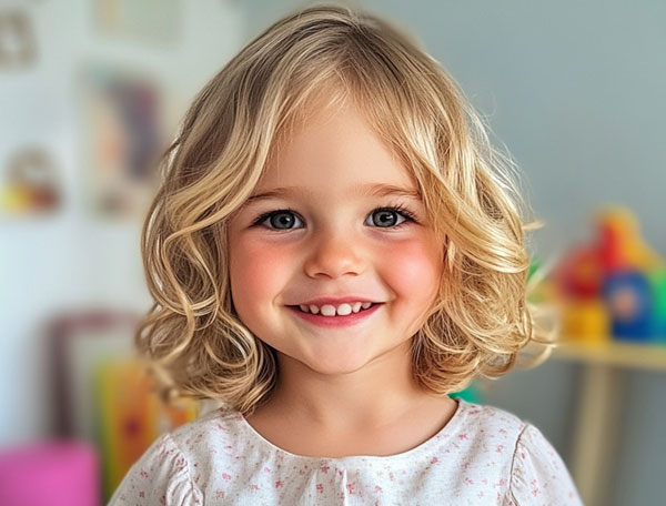 5 Years Baby Girl Hair Cutting Style Curly Hair Blonde Bob