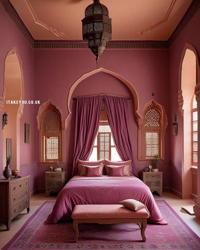 20 Stylish Bedroom Colour Combination Ideas : Plum Moroccan Style Bedroom