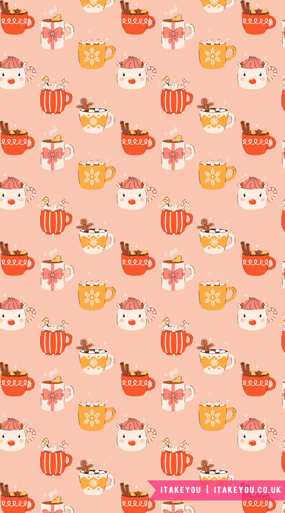 Festive Christmas Wallpapers to Brighten Your Screen : Festive Cosy Mug Holiday Phone Wallpaper