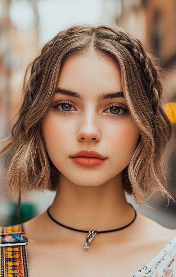 29 Cute, Easy and Quick Hairstyles : Boho-Chic Braided Bob