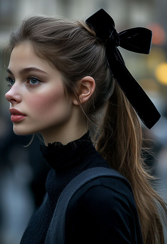 29 Cute, Easy and Quick Hairstyles : Sleek Velvet Elegance Ponytail