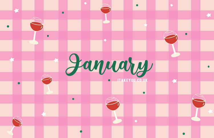 January Cheers! Pink Gingham Wallpaper