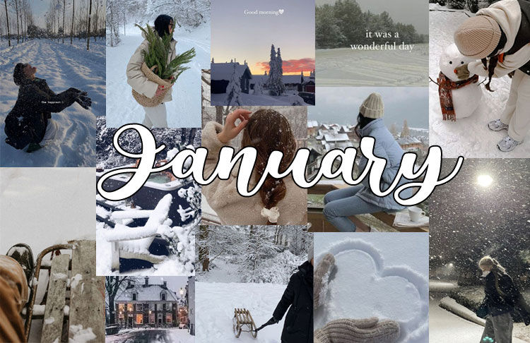 Dreamy Winter January Collage Wallpaper for Desktop / Laptop