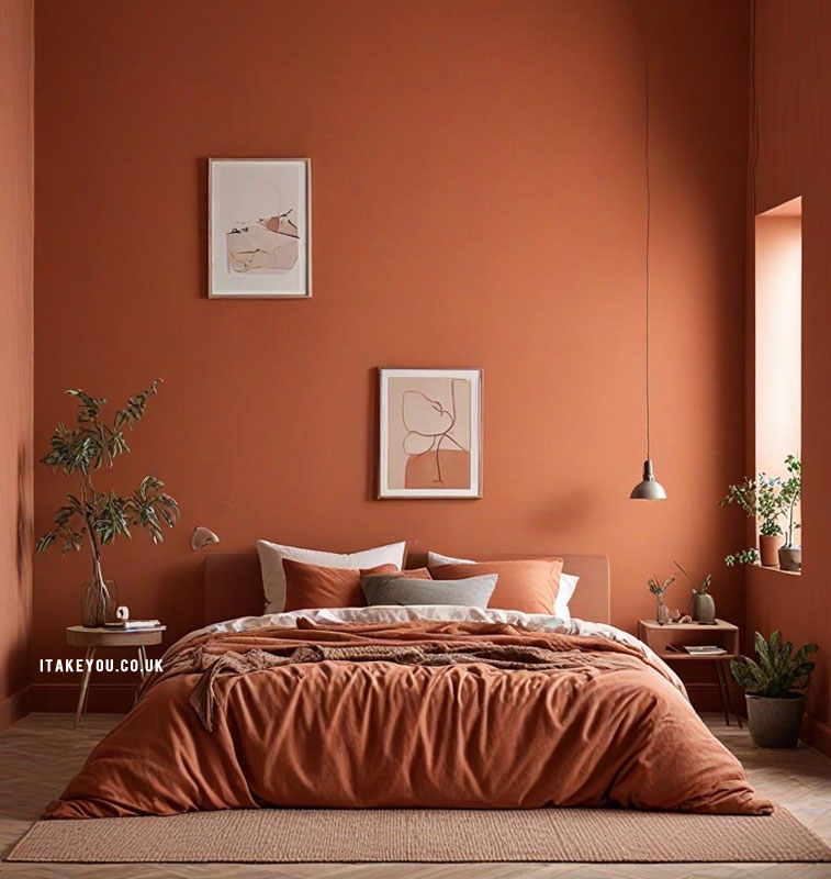 17 Terracotta Bedroom Colour Schemes : Minimalist Warm Terracotta Bedroom