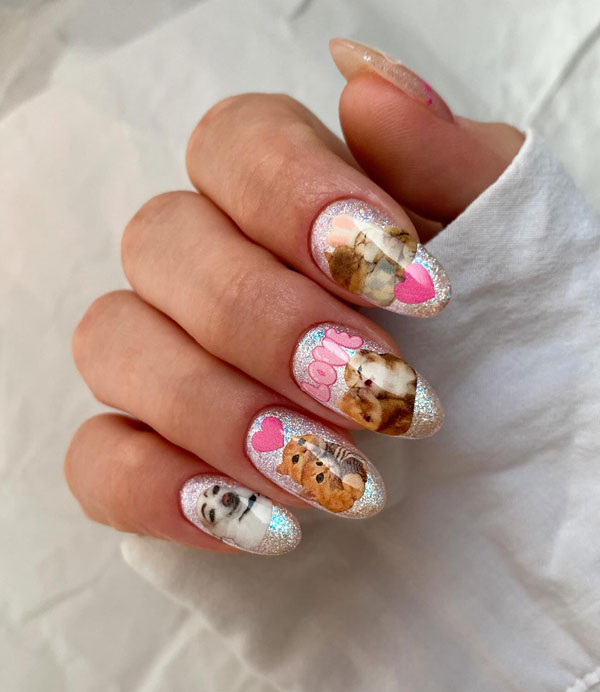 Cute Animal Love Valentine Nails, Pretty Valentine's Day Nails That Scream Romance, Valentine nails, Valentine's day nails