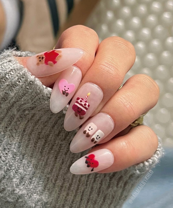 Playful Sweetheart Nails, Pretty Valentine's Day Nails That Scream Romance, Valentine nails, Valentine's day nails