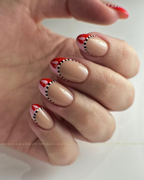 Retro Love French Tips, valentine nails, Valentine's day nails, Valentine's day nail art, Valentine nail designs