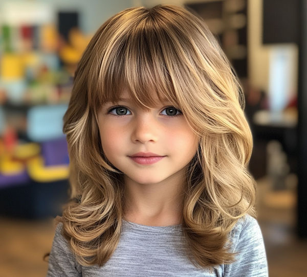 5 Years Girl Haircut Shoulder Length Layers with Fringe